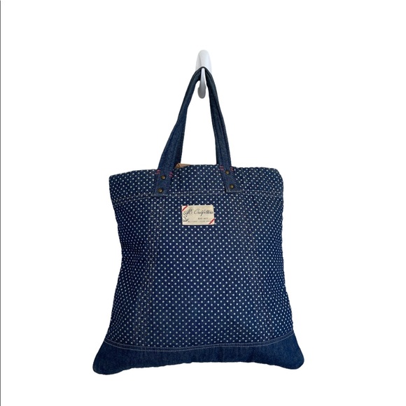 American Eagle Denim Tote Polka Dots Bag - Picture 1 of 10